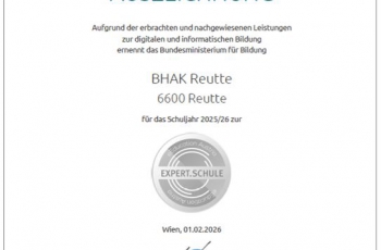 HAK Reutte erneut als eEducation Expert.Schule ausgezeichnet
